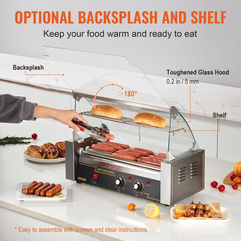 VEVOR Hot Dog Roller 5 Rollers 12 Hot Dogs Capacity Stainless Sausage Grill Cooker Machine ETL Certified GDSKCJG51000WXLEYV1