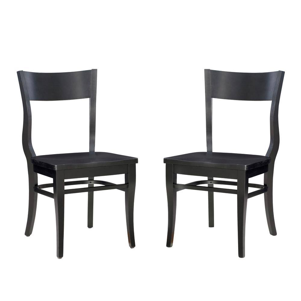 Linon Home Decor Choteau Black Wood Modern Farmhouse Side Chair (Set of 2) THDAC03623