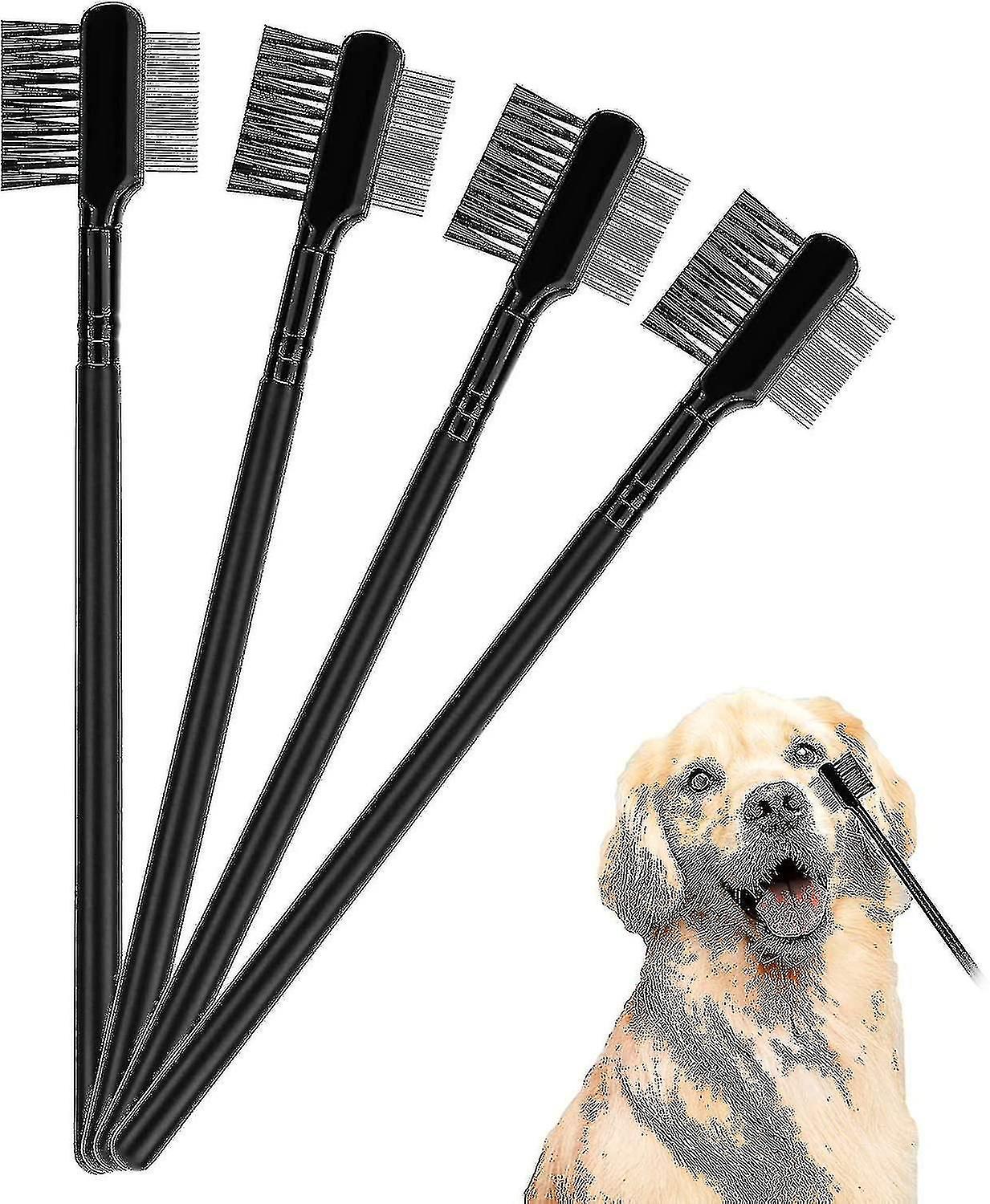 4 Pieces Pet Grooming Comb Dog Flea Comb Double Sided Dog Eye Comb Brush For Dogs Cats