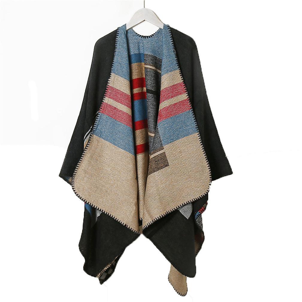 Women's Shawl Wrap Lady Poncho Pashmina Cardigant Blanket With Stitched Edge