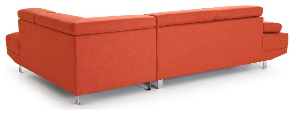 Riveredge 109 in. W 2 piece Polyester Twill L Shape Sectional Sofa in Orange   Contemporary   Sectional Sofas   by BisonOffice  Houzz