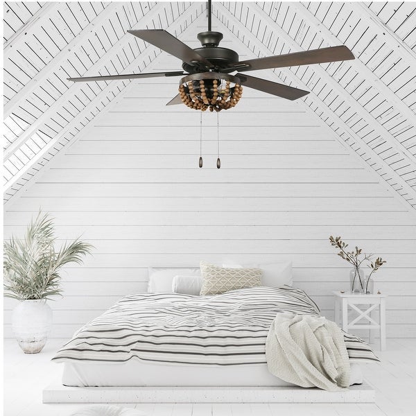 The Curated Nomad Doxon 52-inch Brown Wood Chandelier LED Ceiling Fan Shopping - The Best Deals on Ceiling Fans | 36217335