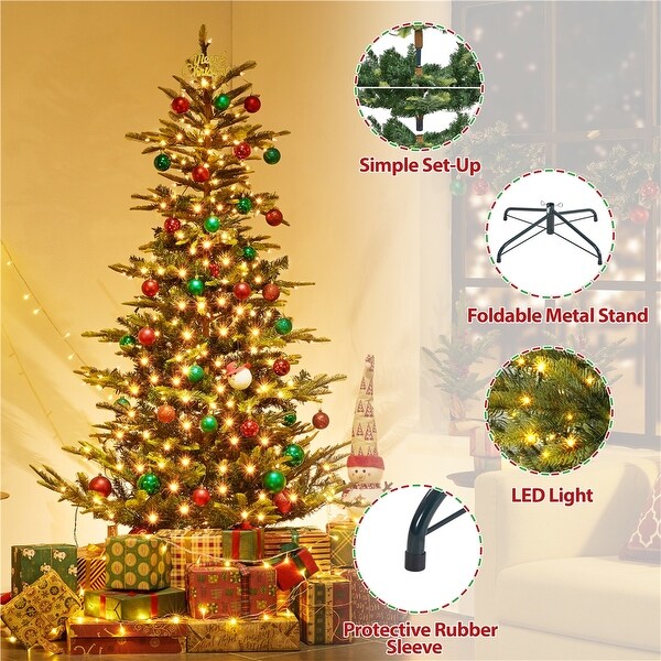 Yaheetech PreLit Christmas Tree Artificial Christmas Tree with Warm White Incandescent Lights