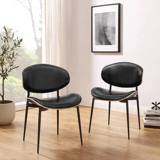 Art Leon Iya Black Faux Leather Dining Side Chair with Metal Frame(Set of 2) CC011-1-2P