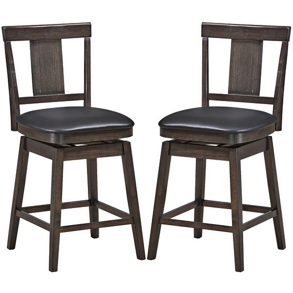 1PC/2PCS/3PCS/4PCS Swivel Bar Stool 24 inch Upholstered Counter Height - Dark Grey