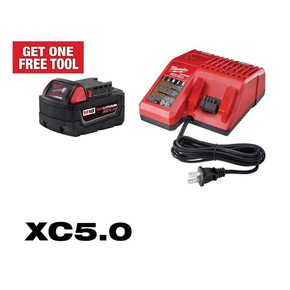 Milwaukee M18 18-Volt Lithium-Ion XC Starter Kit with One 5.0Ah Battery and Charger 48-59-1850