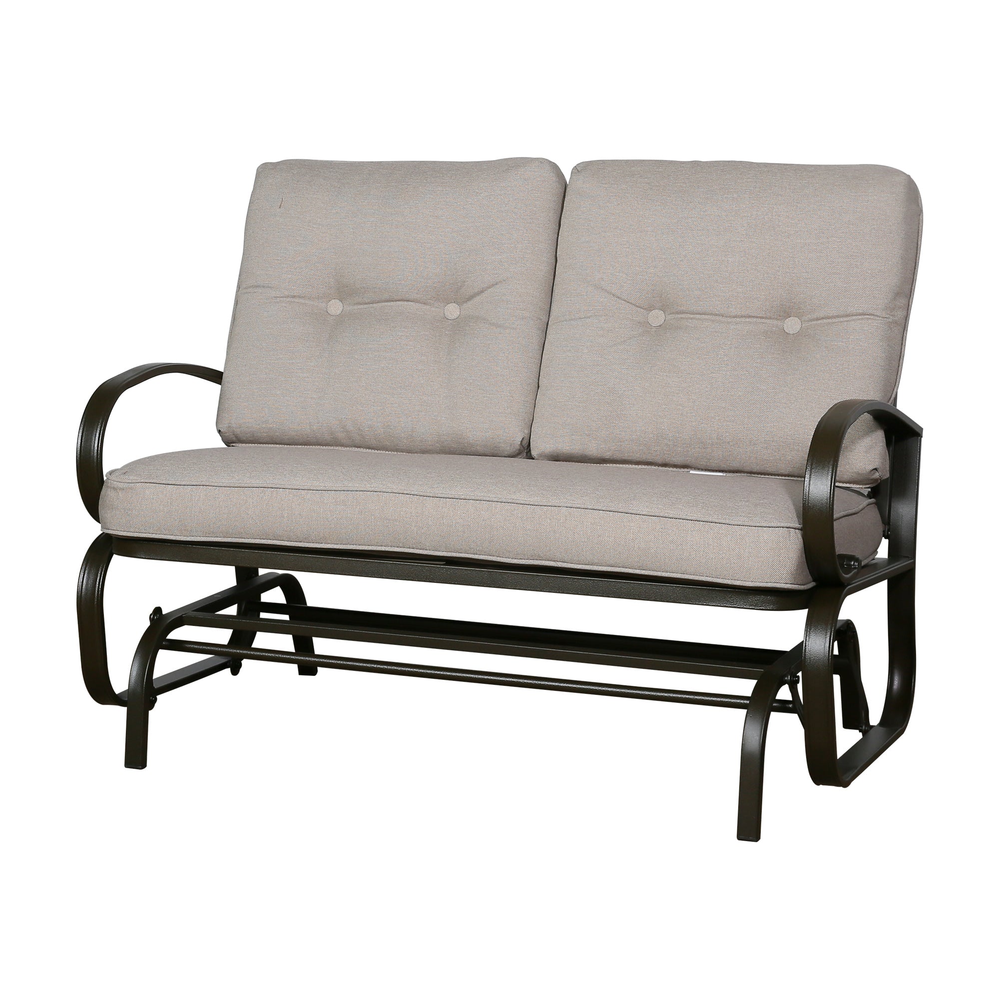 Iwicker 2-Person Outdoor Glider Chair Patio Steel Beach Love seat ， Beige