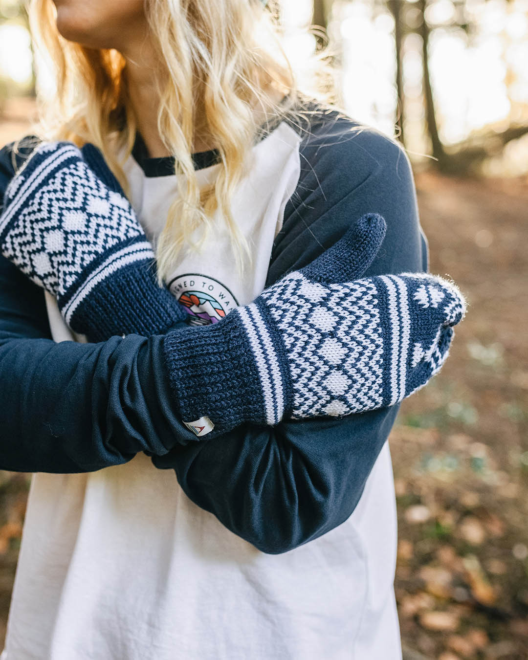 Powder Fleece Lined Recycled Acrylic Mittens - Rich Navy