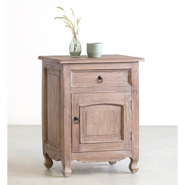 Distressed Mindi Wood Bedside Table