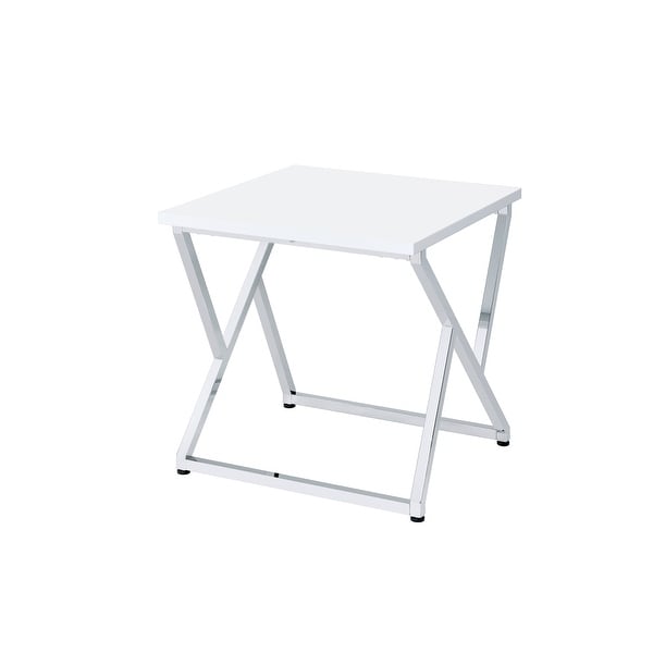 Furniture of America Cano Glam High Gloss White 24-inch Side Table