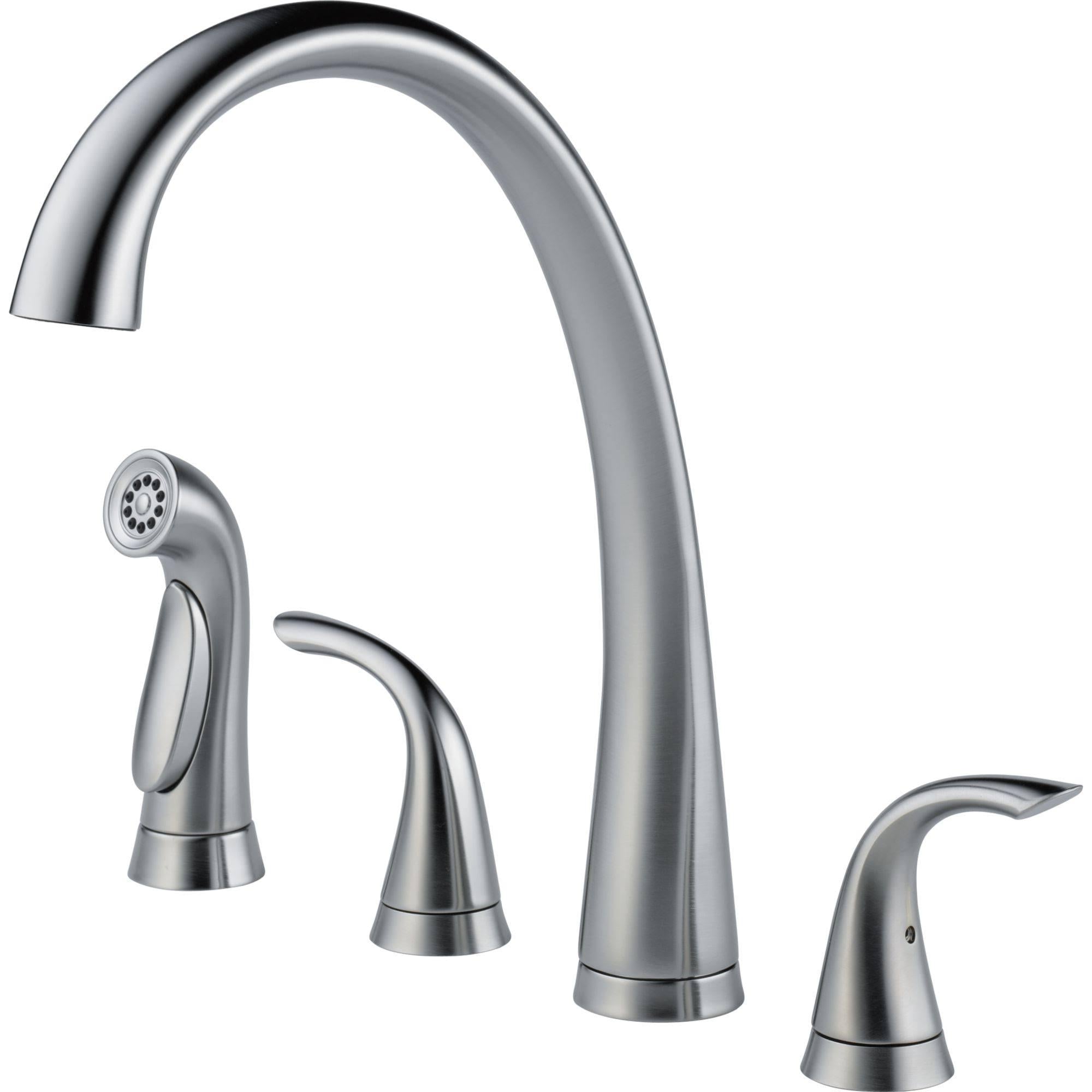 2480-AR-DST Pilar Two Handle Widespread Kitchen Faucet with Spray – Arctic