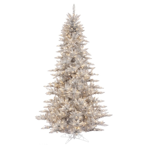 Vickerman 4.5' Silver Tinsel Fir Artificial Christmas Tree，Warm White Duralit LED Lights