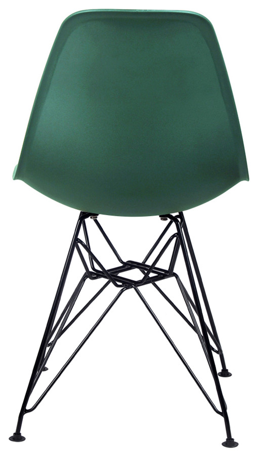 Dark Green Armless Side Dining Chair With Black Metal Legs  Set of 4   Midcentury   Dining Chairs   by specialty imports  Houzz