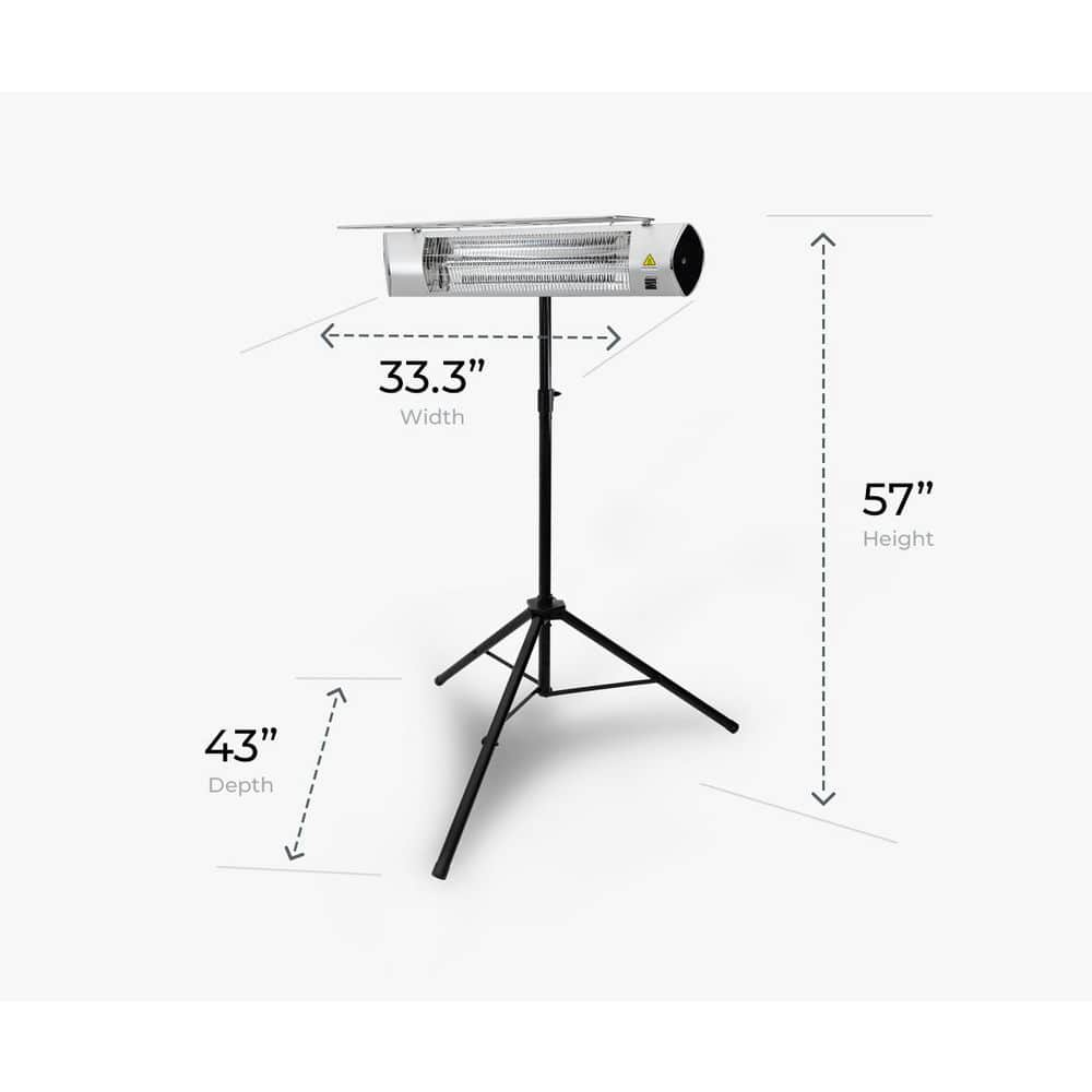 KENMORE 1500-Watt Indoor/Outdoor Carbon Infrared Electric Patio Heater, with Tripod and Remote, Silver KH-7E01-SSTP