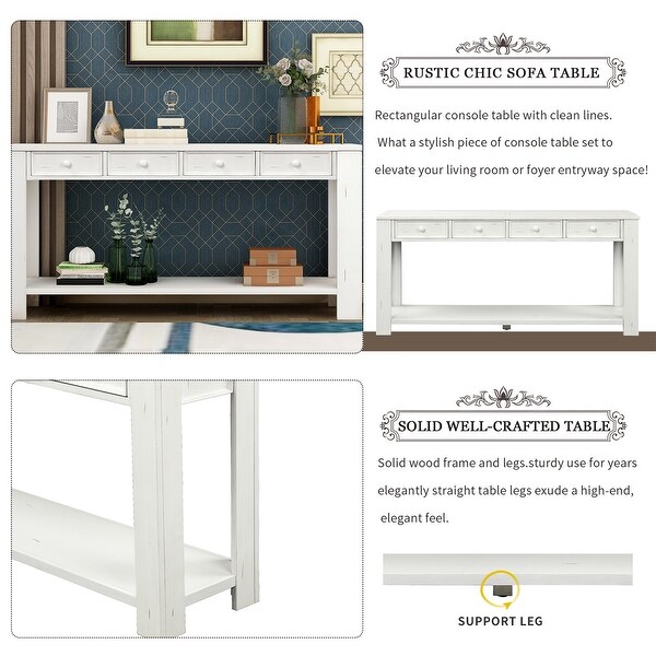 Farmhouse Wooden 4-drawer Console Table Entryway Table