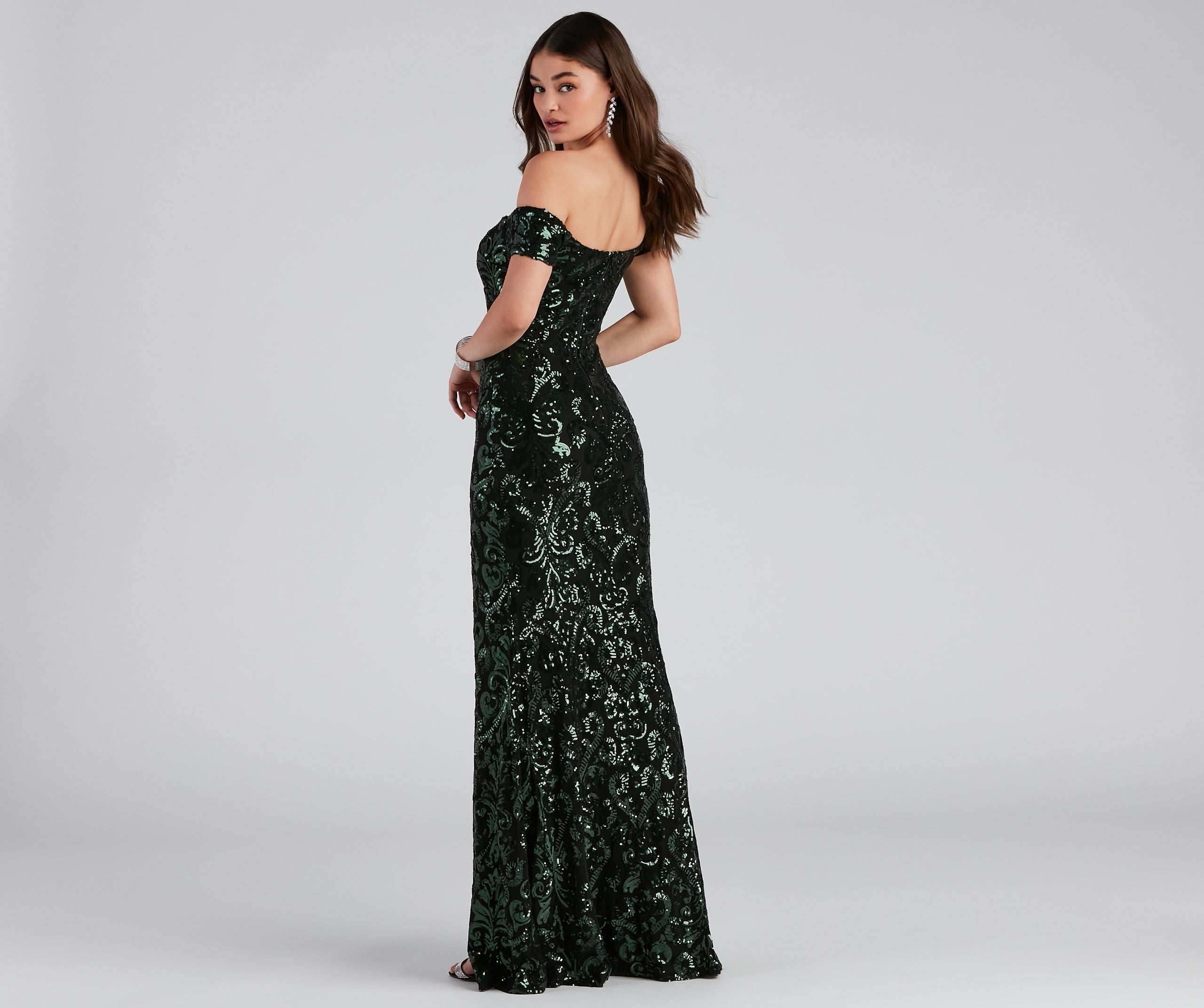 Carter Sequin Scroll A-Line Formal Dress