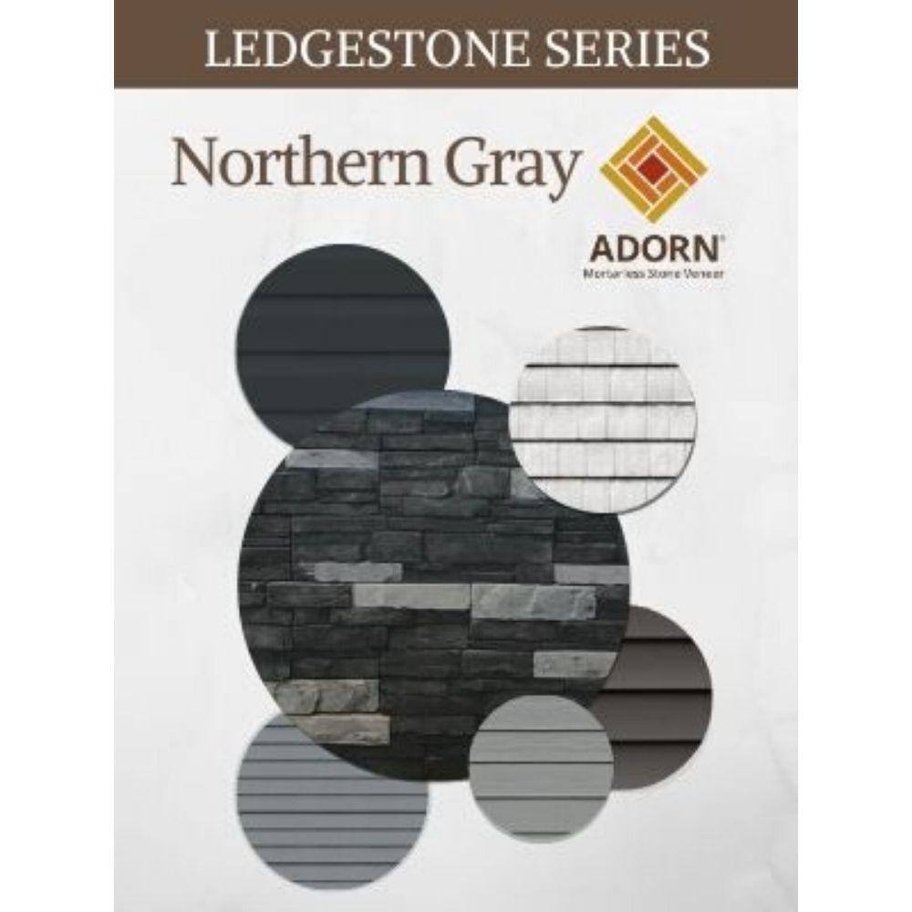 ADORN 23.5 in. x 6 in. Northern Gray Stone Veneer Siding Flats NGFLAT