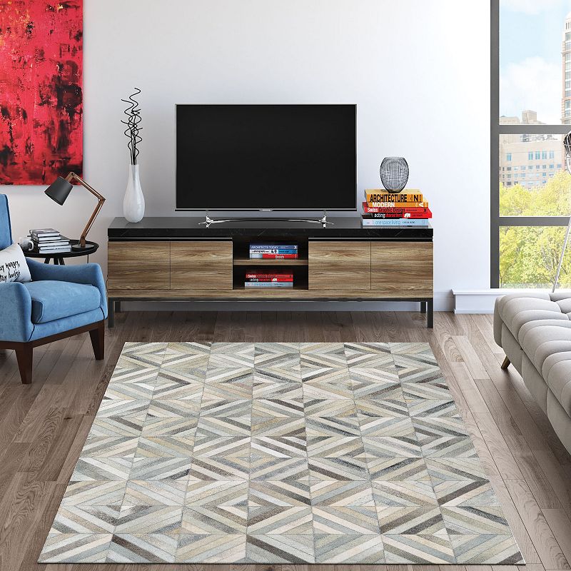 Couristan Chalet Blocks Cowhide Leather Area Rug