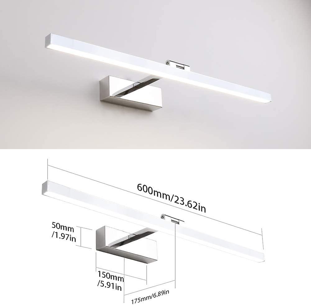 12w Led Bathroom Mirror Light 50cm，ip44，180rotatable，cool White 5500k，silver