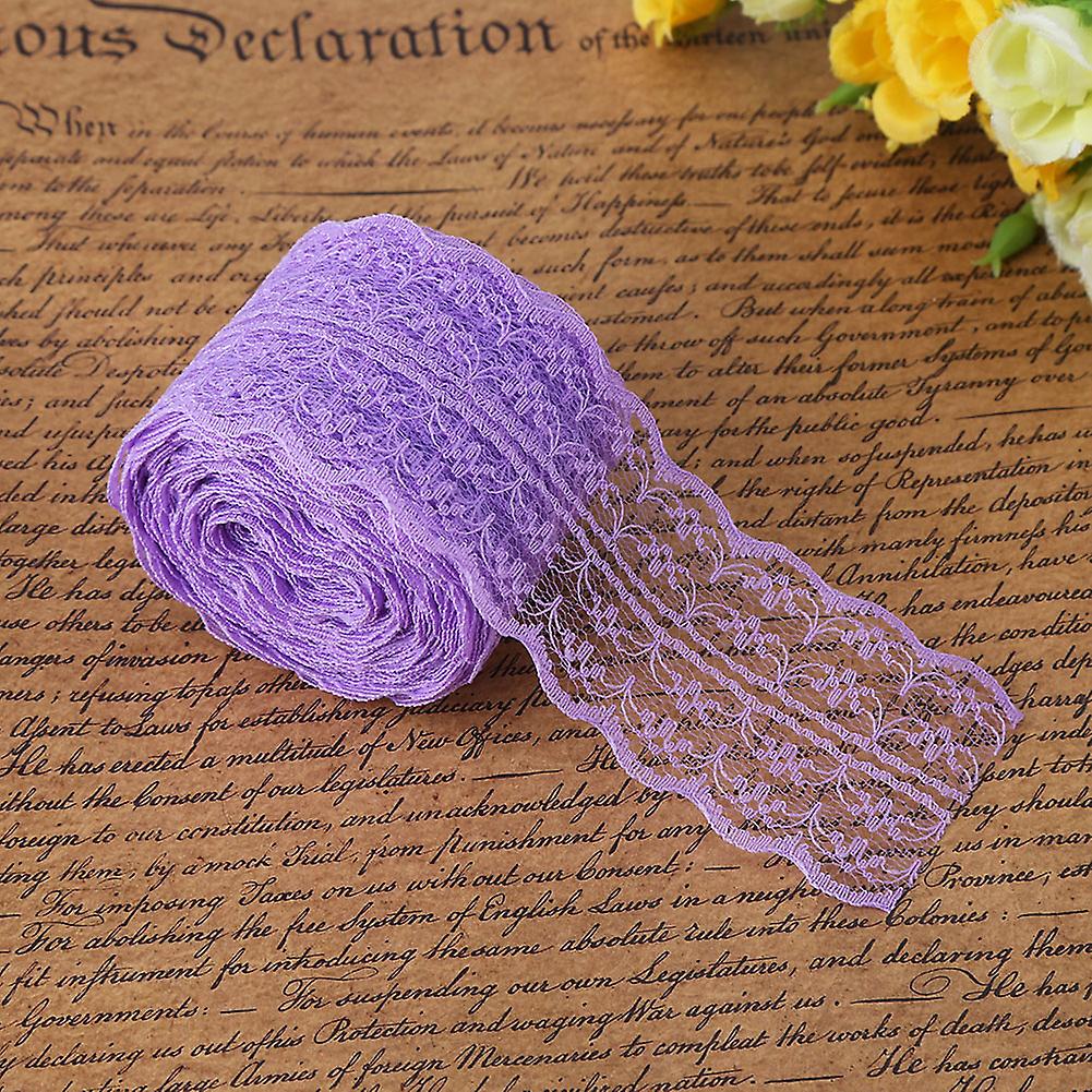 10m/roll 4.5cm Width Lace Ribbon Diy Decorative Lacework For Wedding Birthday Christmas(purple)