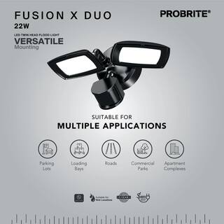 PROBRITE 30-Watt Bronze Outdoor Integrated LED Flood Light 3000 Lumens Twin Head Motion-Activated Flood Light (2-Pack) FSXD30-MS-4K-BZ-2PK