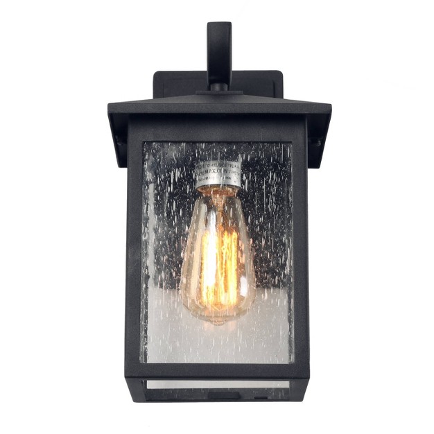 Metal seeded Glass Square Outdoor Wall Light Matte Black Lnc