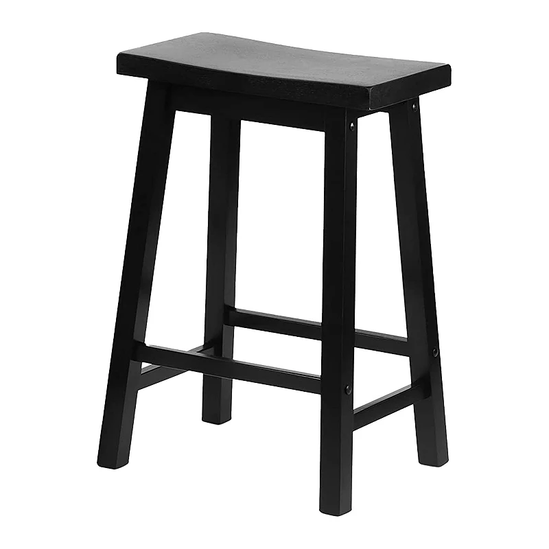 Pj Wood Classic Saddle Seat 24 Tall Kitchen Counter Stools， Black (set Of 4)