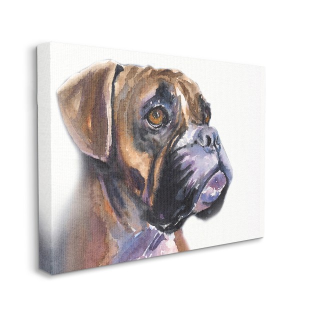 Stupell Industries Cute Boxer Dog Pet Portrait Minimal Brown Gallery Wrapped Canvas Wall Art 16 X 20