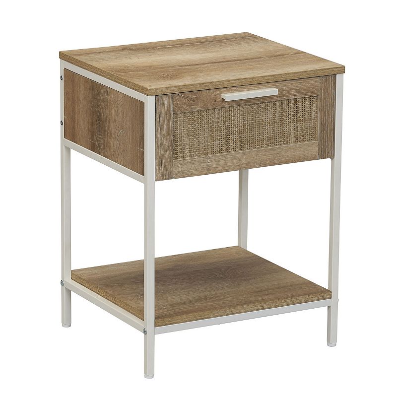 Household Essentials Modern Accent Table with Drawer and Shelf