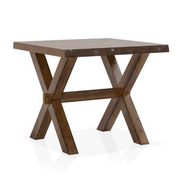 Furniture of America Mav Farmhouse Walnut Solid Wood 24-inch Side Table