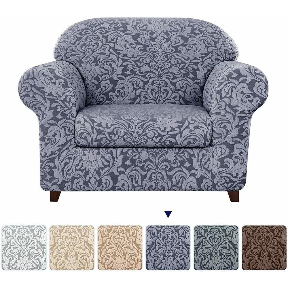 Subrtex 2 Piece Armchair Slipcover Jacquard Damask Spandex Furniture Protector