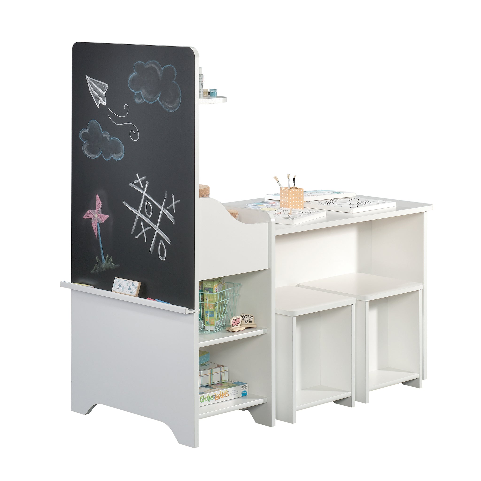 Better Homes & Gardens Cartwheel Activity Table with Chalkboard, White Finish