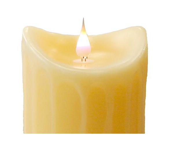 Prelit Led Simplux Dripping Wax Flameless Pillar Candle With Moving Flame Ivory