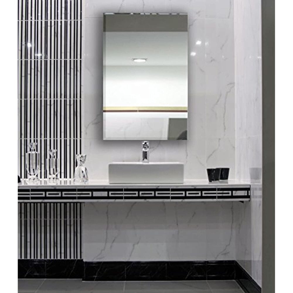 Large Simple Rectangular Streamlined 1 Inch Beveled Wall Mirror (24W x 36H)