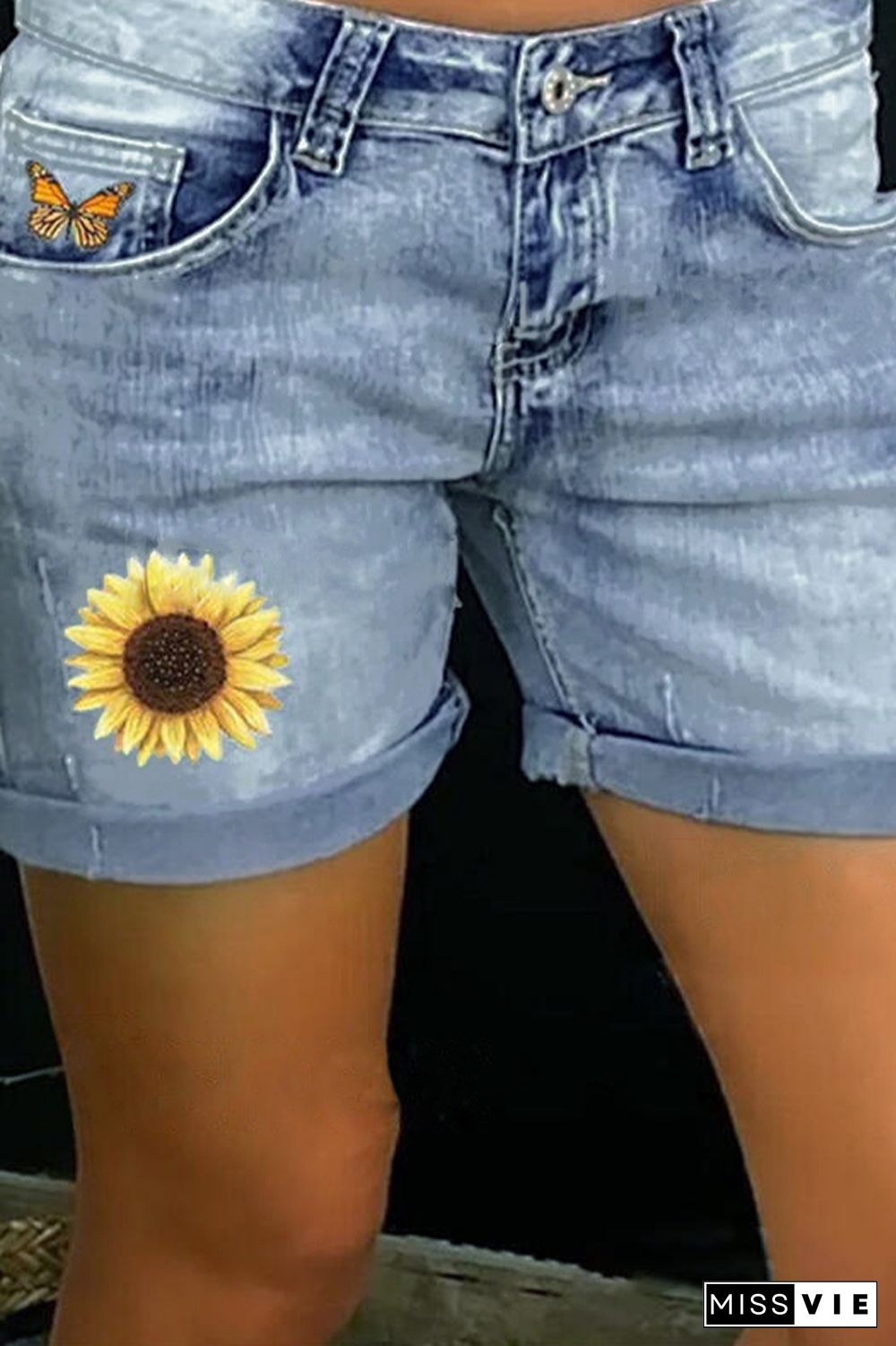 High Waist Daisy Jeans Shorts Wholesale