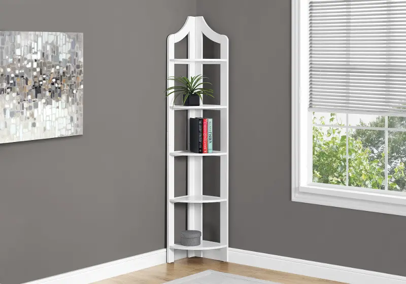 White 72 Inch Corner Bookshelf