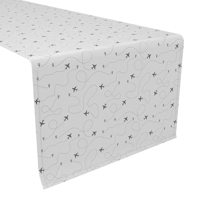 Table Runner， 100% Cotton， 16x90， Airplane Route Design