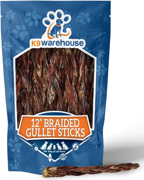 K9warehouse Braided Gullet 12-inch Beef Flavored Dog Chews， 2 count