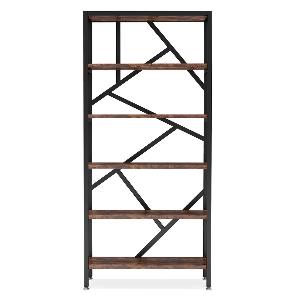 71 Inch Industrial Bookshelf  6 Tier Etagere Bookcase  Free Standing Open Book Shelves Storage Display Shelf