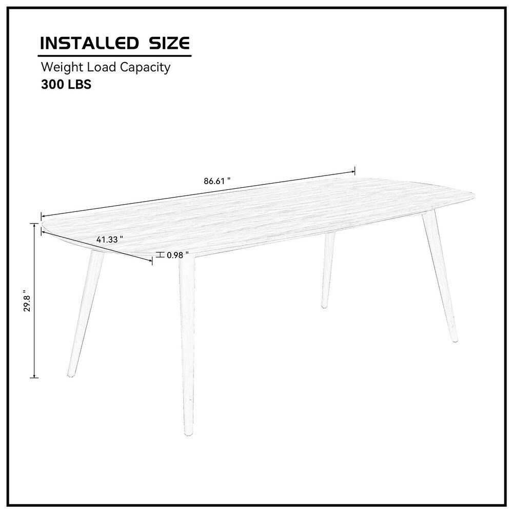 86.61 Inch Modern Mid Century Rectangular Dining Table