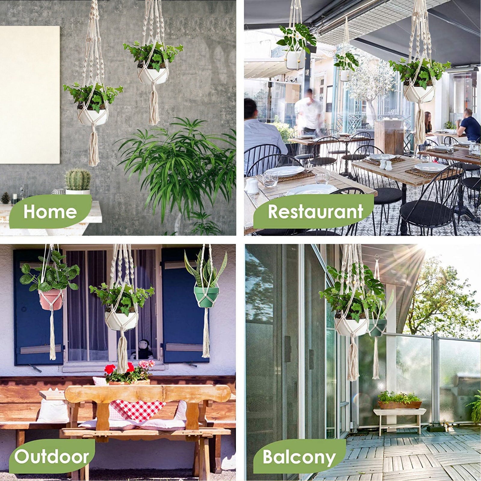 2pcs Macrame Plant Hangers, EEEkit Indoor Outdoor Hanging Planter Shelfs, Decorative Flower Pot Holder Hanging Baskets for Plant, Boho Home Decor, for Succulents, Cacti, and Herbs, in Box