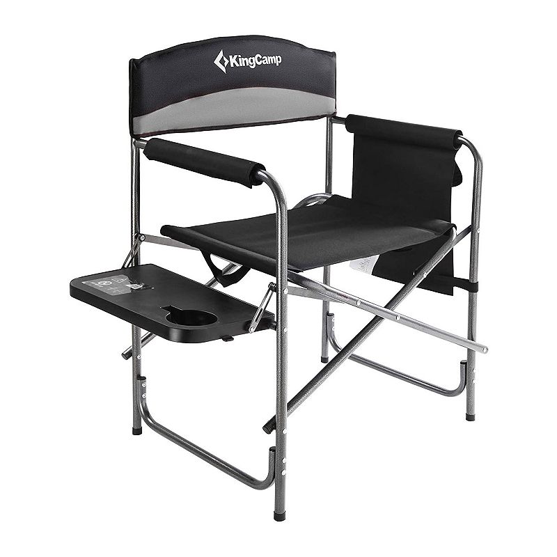 KingCamp Compact Camping Folding Chair with Side Table and Storage Pocket， Grey