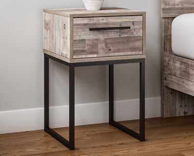 Signature Design by Ashley Neilsville Industrial 1 Drawer Nightstand, Light Brown