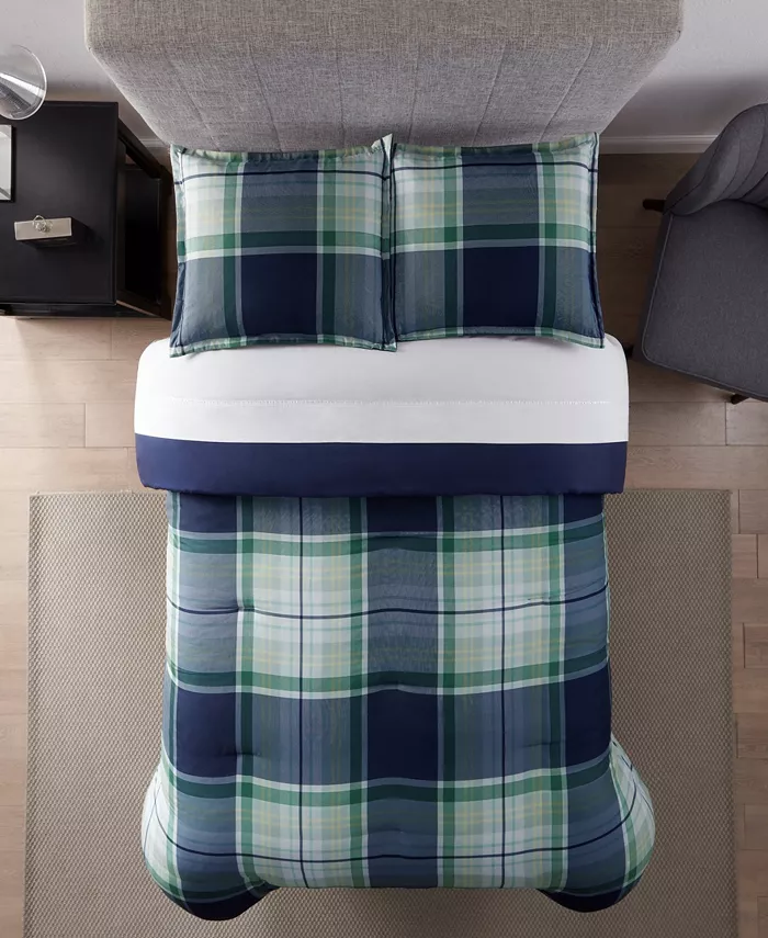 Serta Simply Clean Scott Plaid Microbial-Resistant 2-Piece Comforter Set， Twin Twin XL