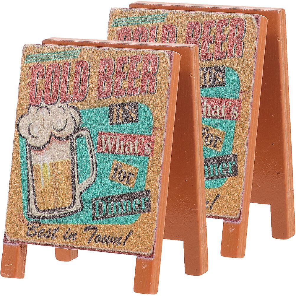 2pcs Miniature Sign Board Mini Ornament Mini Doll House Bar Scene Props Miniature Model