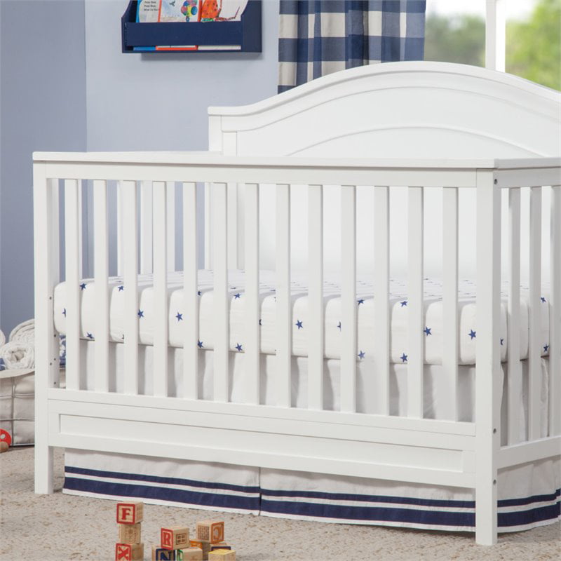 4-in-1 Convertible Crib and Dresser Changing Table Set with Mattress in White