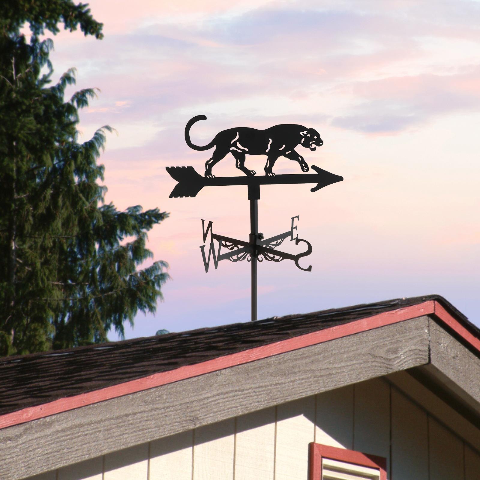 Leopard Weathervane Roofs Weather Vane Lovely Figurine Metal Bracket for Conservatories， Garden Sheds， Fence Posts Decoration Decor Iron Art