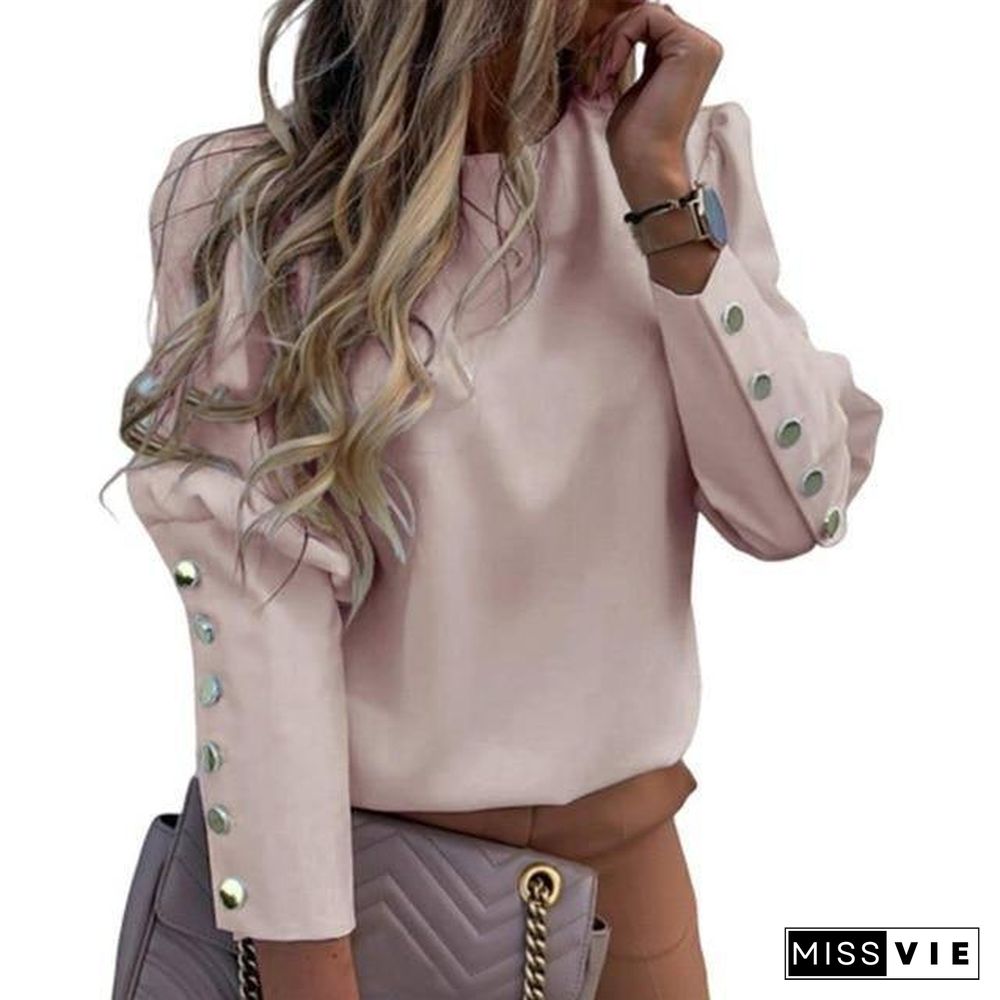 Fashion Women Blouse Shirt  Spring Women Clothing Solid Buttons Long Sleeve Shirts Tops Ladies OL Shirt White Office Shirt