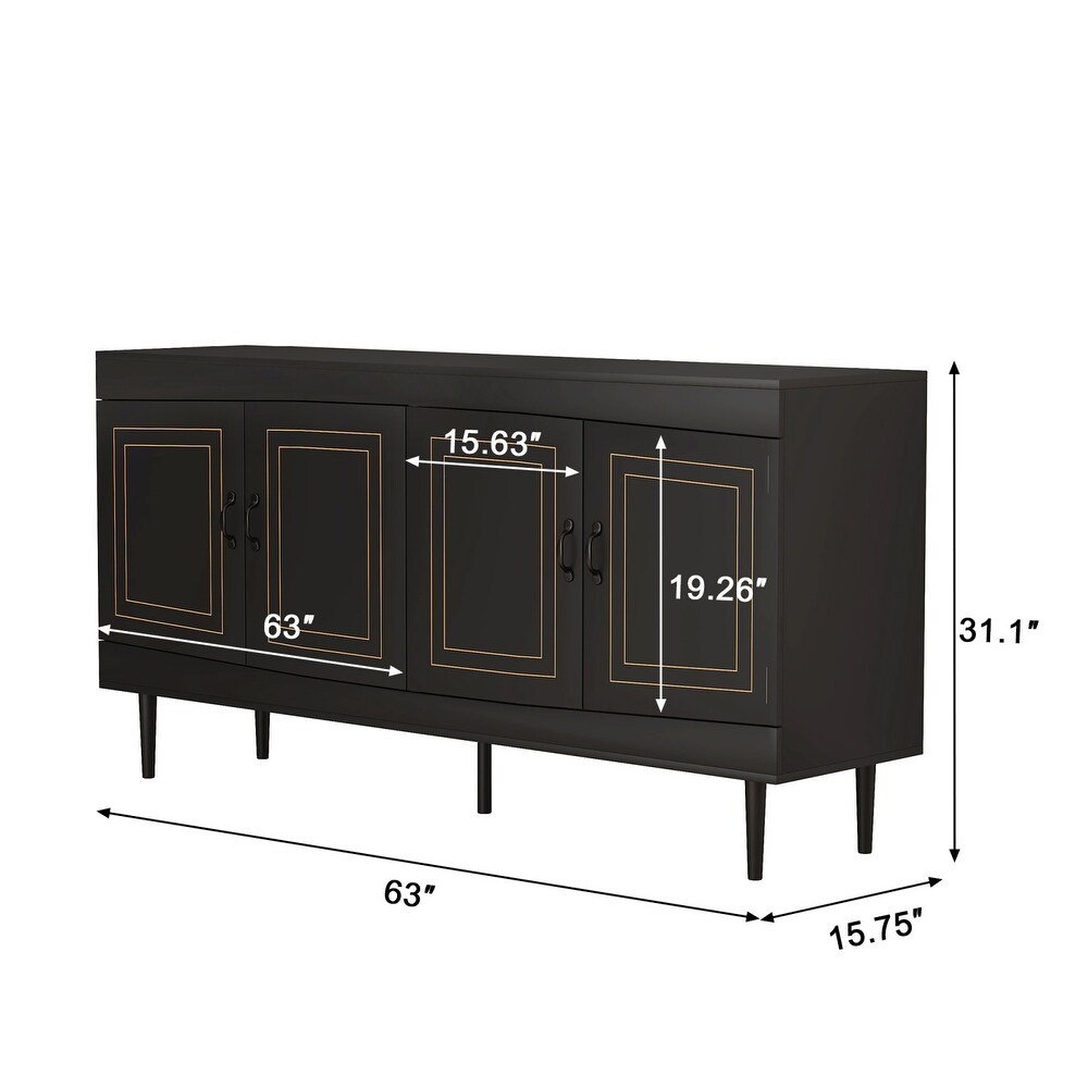 Sideboard Buffet Cabinet  Wooden Storage Cabinet with Adjustable Shelves   63.00\