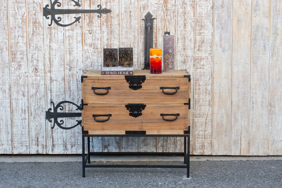 Antique Stripped Wood Japanese Tansu on Stand   Asian   Accent Chests And Cabinets   by De cor  Houzz